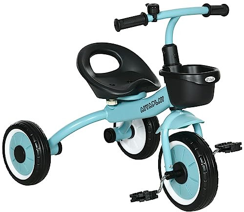 AIYAPLAY Triciclo para Niños de 2 a 5 Años Bicicleta Infantil con Asiento Ajustable Cesta Timbre Pedales y 3 Ruedas Carga 25 kg 70,5x53x58 cm Azul