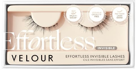 Velour Effortless Invisible Lashes, Lash Extension Look, Natural Looking False Eyelashes, Reusable Fake Lashes, Fluffy & Lightweight No Trim Eyelashes, Vegan, Glue not included (In the Nude)