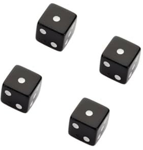 [4 Stück] Tavla Zarı Tavla Würfel Backgammon Dice - Tavla Zari 8 x 8 x 8 mm - Tavli - Tavola Reale - Tables Reales (Schwarz)
