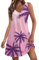 Robe Femme Chic Et Elegant,Femmes Col Rond Robe Courte sans Manches à La Mode Floral Imprimé Robe Hawaïenne Chic éLégant Robe Décontractée D’été Rose Clair 2XL