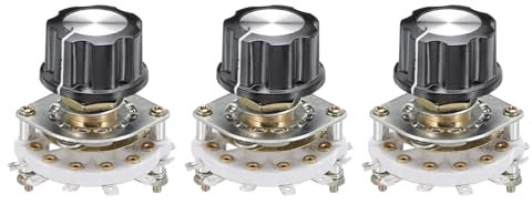 QUARKZMAN Interruptor Rotativo 1P6T de 1 Polo y 6 Posiciones para Selector de Banda en TV, Radio, Máquina Doméstica - 3 Unidades