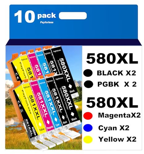 580XXL für Canon TR8550 Druckerpatronen Canon Pixma TS705 Patronen,PGI-580 CLI-581 XXL Patronen für Canon Pixma TR8550 TS705 TS6350 TS8350 TS8250 TS6150 TS9550 TS6151 TR8500 (10Pack)