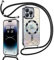 Kokio Magnetische Glitzer Handykette für iPhone 14 Pro Max Hülle mit Band [Kompatibel mit MagSafe] Kameraschutz Durchsichtig Handyhülle für Mädchen Stoßfeste Schutzhülle für iPhone 14 Pro Max Schwarz