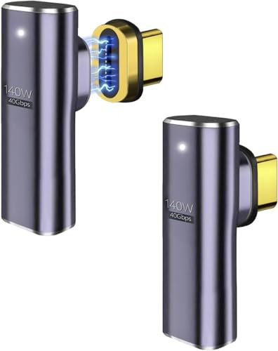 IVIVTOR USB C magnetisch Adapter - 2 Stück 140W USB C Magnet Adapter 90 Grad - Typ c Magnet stecker 40 Gbps für Laptop Handy HDTV