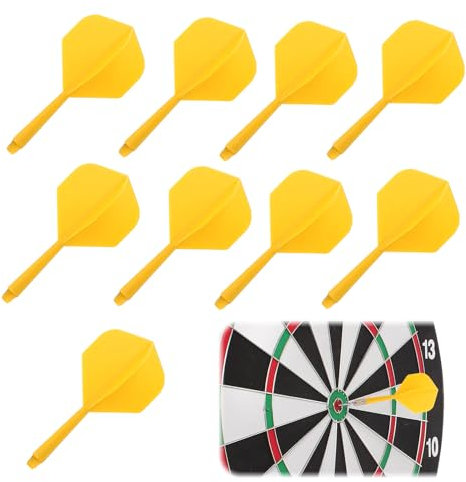 YALiya 9 Stücke Dart Schäfte, Dart Flights mit Schaft, Kunststoff Dart Zubehör, 70mm, für Dart Barrels mit Gewindedurchmesser, Erhältlich in Mehreren Farben, 2BA(Gelb)