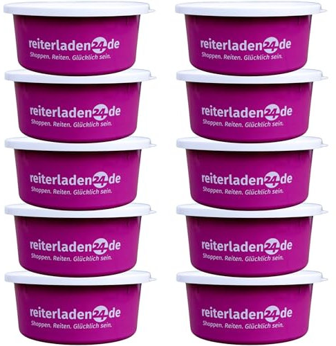 RL24 - Leckerlischale | Müslischale mit Deckel für Pferde | Futterschale zur Aufbewahrung von Leckerli & Pferdefutter | Leckerli-Dose in Pink | 10 Schalen á 2l (10er Set) | Pferdezubehör