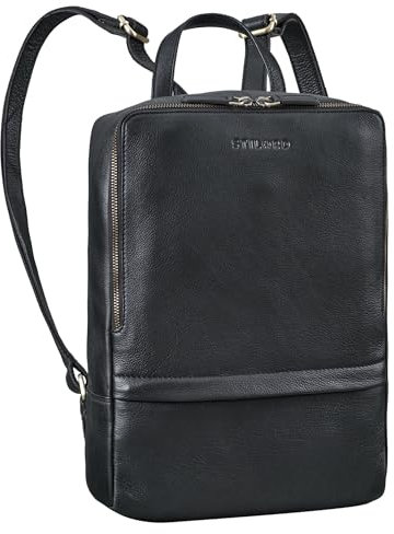STILORD 'Verona' Zaino Cuoio Uomo e Donna di Medie Dimensioni come Zainetto da Città Zaino Universitario per Laptop 13-13,3 Pollici Zaino da Lavoro Vera Pelle, Colore:nero