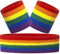 Hatstar 3-teiliges Schweißband Set | 1x Stirnband + 2X Schweißbänder für Handgelenke | Stirnband Damen & Herren | Accessoire für Karneval & Fasching Kostüm (3-farbig Rainbow)