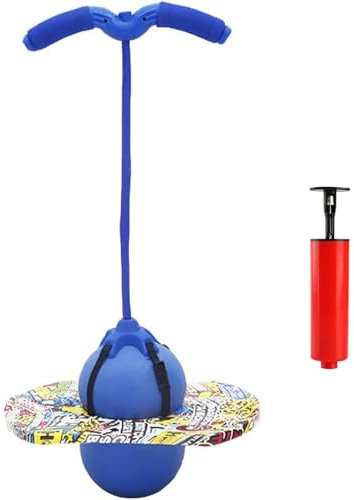 Chingcoo Pogo Stick für Kinder, Sportgeräte für Kinder, Pogo Stick mit Kordelzuggriff, geeignet für Hüpfstange mit Kindern (Blau Spleißen)