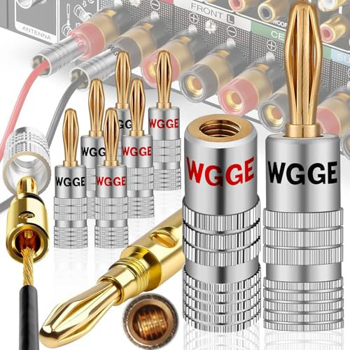 Benaton 8 Stück Vergoldet Bananenstecker, Lautsprecherstecker Für 0,75–4,4 Mm, 4 Mm High End Bananenstecker, Schraubbar Bananenstecker, Bananenstecker Für Lautsprecherkabel Verstärker Av Receiver