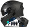 Byroads Motorradhelm Klapphelm mit Bluetooth ECE-zugelassener Helm Motorrad Integrierter leiser Helm mit Anti-Fog-Doppelvisier Rennhelm Erwachsene Männer Frauen