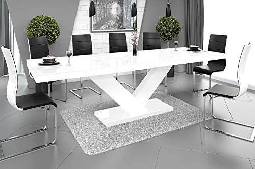 designimpex Design Esstisch HE-999 Weiß Hochglanz ausziehbar 160 cm bis 256 cm Esszimmertisch für bis zu 10 Personen Hochglanz Funktionstisch modern vielseitig Esszimmer erweiterbar zeitlos