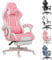 Opiesit Gaming Chair, Computer Office Chair with Footrest, Linkage Armrests and Lumbar Support, High Back Ergonomic Gamer Chairs for Adults, Pink