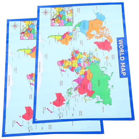 Angoily 2stücke Weltkarte Poster Für Kinderzimmer Lehrreiche Wanddekoration Mit Bunten Farben Und Klaren Mustern Für Spielerisches Lernen Zuhause Klassenzimmern