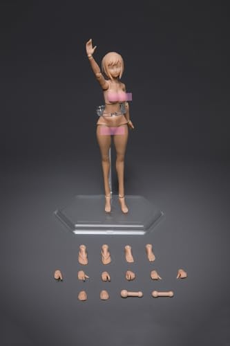 1/12 Skala Weiblich Körper,6inch Female Joint Flexible Action Figur Körper mit Kopf Sculpt&Stand Sammlung (Molliger Körpertyp-Blasse Haut-Riesige Büste)
