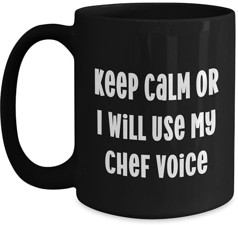 Regalos con texto en inglés Keep Calm Chef, divertidas tazas de café negras, regalos únicos para el día del padre para hombres de la familia