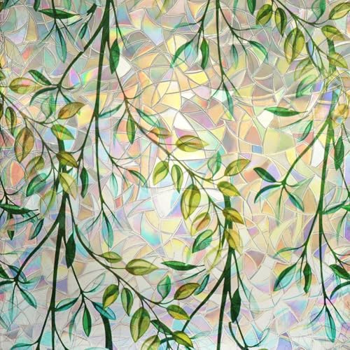 URAQT Pellicola decorativa Vetri, 44.5*200CM Pellicola per Vetri Finestre Privacy, Anti UV Effetto Arcobaleno,con Strumenti di Installazione,Pellicolas Statica Non Adesiva Di Finestra per Casa Ufficio