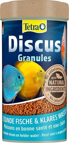 Tetra Discus Granules - Fischfutter für alle Diskusfische, fördert Gesundheit, Farbenpracht und Wachstum, 250 ml Dose