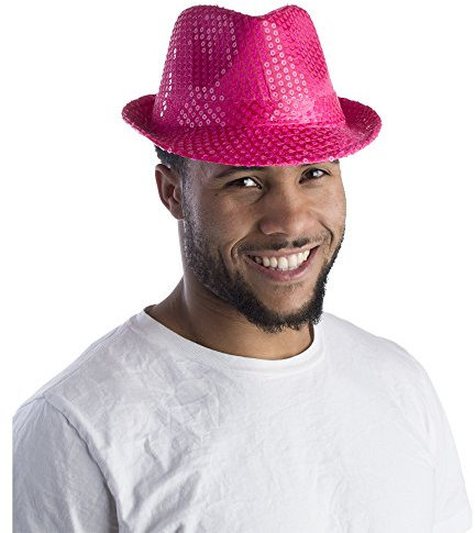 Dress Up America Rosa Pailletten-Fedoras für Erwachsene – Party-Fedoras – Kostümzubehör für Halloween