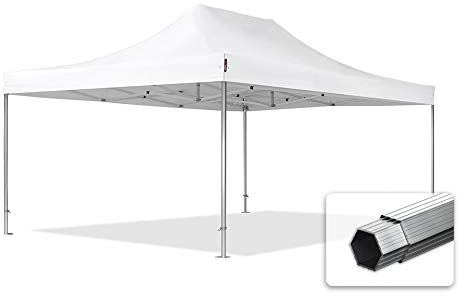 TOOLPORT ALU Pavillon Faltpavillon 4x6m ohne Seitenteile robust und wasserdicht Professional 50mm Partyzelt weiß schwer entflammbar