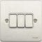 Schneider Electric Ultimate Flat Plate - 3 Gang Rocker 2 Way Light Switch, Single Pole, 16AX, GU1232WSS, Stainless Steel with White Insert