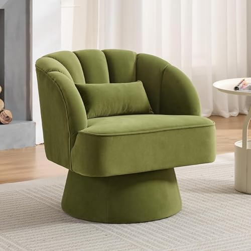 FairyLee 360° Drehbarer Lounge-Sessel Mit Samtbezug, Bequemer Lesesessel Mit Konischem Fuß, Gepolsterter Barrel-Sessel, Für Wohnzimmer, 70 x 70 x 70 cm