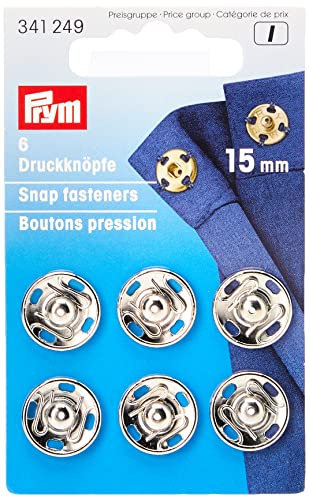 Prym 341249 Annäh-Druckknöpfe MS 15 mm silberfarbig, silber