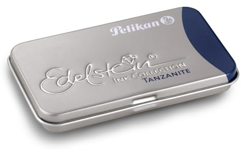Pelikan Großraum-Tintenpatronen Edelstein Ink, Tanzanite (blau/schwarz) im Metalletui, 6 Stück