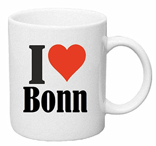 Reifen-Markt Kaffeetasse I Love Bonn Keramik Höhe 9,5cm ? 8cm in Weiß