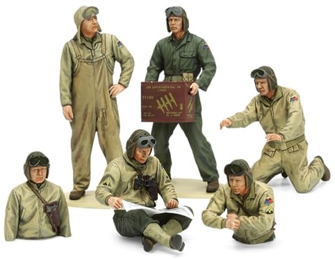 TAMIYA 35347 Toy Military 1:35 US Tank Crew Vehicle, Yellow, Blue, Green, Grey, Small