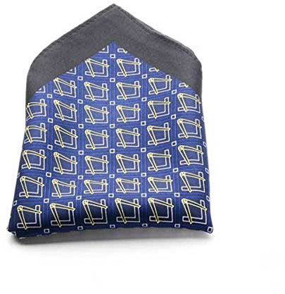 THE MASONIC COLLECTION - 100 % Seide bedrucktes Taschentuch – quadratisch und Kompass – gesäumter dunkelblauer Rand – ein nützliches Geschenk Accessoire für Freimaurer, blau