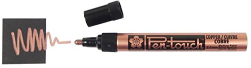 SAKURA Pen-Touch Marker - Medium Copper - Pigment Solvent-Based Ink - 2 mm Fibre Nib - Writes on Metal, Glass, Wood, Plastic - Ideal for Industrial Use