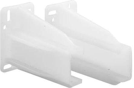 Prime-Line R 7227 Rear Drawer Track Back Plate – Support and Maintain Alignment of Bottom/Side Mounted Drawer Glides, 5/16 In. x 7/8 In., Plastic, White (1 Pair)