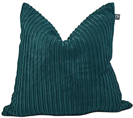 rucomfy Beanbags Soft Corduroy Square Floor Cushion - Use as Large Cushion, Pillow or Extra Seating - Home Living Room Decor or Bedroom Furniture - Machine Washable - L68cm x W68cm (Teal)