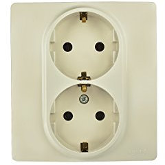 Kombi Steckdose Auf einem sokel Einsat mit 2-fach Creme Farbe Kombi Unterputz 2-fach Steckdose Creme