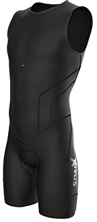 Sparx X Triathlon Suit Men Racing Tri Cycling Skin Suit Bike Swim Run (Black, XL)