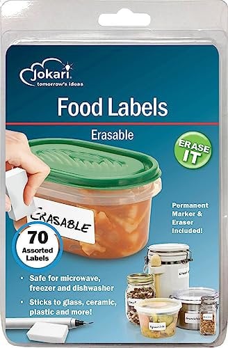 Jokari Label Once 47826 - Erasable Multi-Use Labels Starter Kit with 70 labels, Eraser and Pen