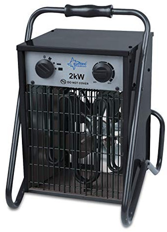 SUNTEC Industrie-Heizlüfter Heat Cannon 2000 - Elektroheizgebläse 2000 Watt | 3 Leistungsstufen, Tragbar | Bauheizer Elektrisch Energiesparend | Heizgebläse für Baustelle, Werkstatt