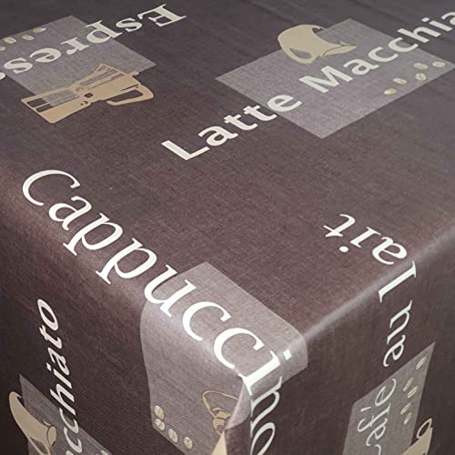 Wachstuch Wachstischdecke Gartentischdecke Kaffee Braun Cappuccino Espresso Rechteckig 100 x 170 cm abwaschbare Tischdecke