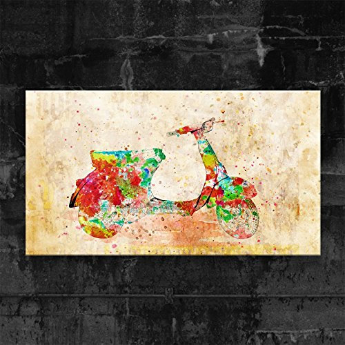 Kunstbruder Graffiti Vespa Watercolor (div. Größen) - Kunst Druck auf Leinwand 100x180cm
