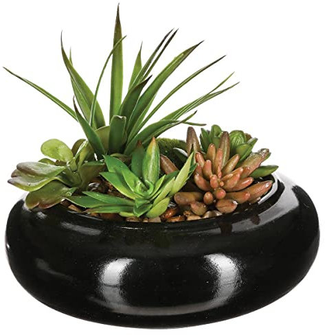 Atmosphera - Composition des Plantes arificielles - Vase en céramique - H6 cm