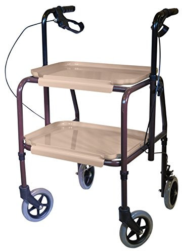 Aidapt Sturdy Height Adjustable Strolley Trolley with Brakes. Easy Removable Trays. Ideal for Transferring Meals, Dinner, Tea etc. Brakes for Added Security