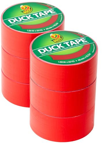 Duck Tape Gewebe-Klebeband, einfarbig, Rot, 48 mm x 18,2 m, 6 Stück