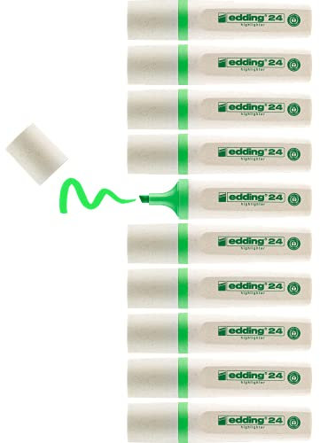 edding 24 EcoLine highlighter - hellgrün - 10 Textmarker - Keilspitze 2-5 mm - zum schnellen und einfachen Markieren und Hervorheben von Texten und Notizen - nachfüllbar, aus recycelbarem Material