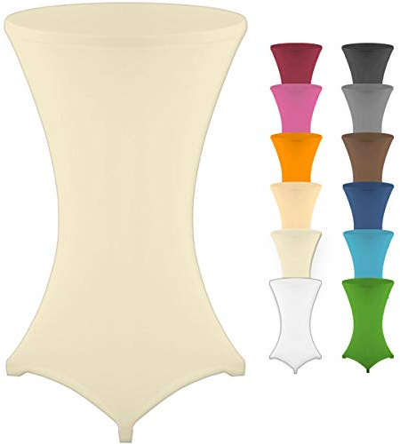 Gräfenstayn® Stretch Stehtischhusse Diana mit Öko-Tex Siegel, Verstärkung im Fußbereich, 40°C Maschinenwäsche in vielen Farben und Größen Ø60-65cm / Ø70-75cm / Ø80-85cm (Creme, Ø60-65cm)