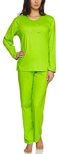 Merry Style Damen Langarm Schlafanzug 91LW1 (Grün (Langarm), 44 (Herstellergröße: XXL))
