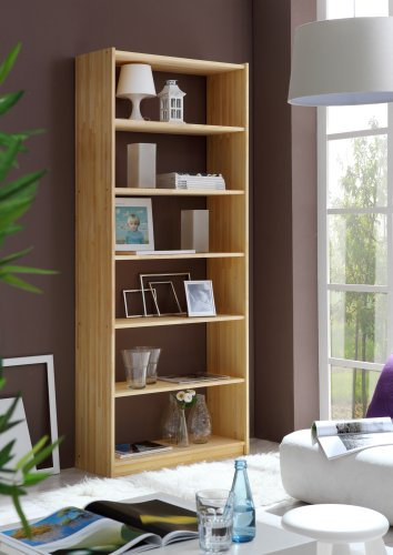 TiCAA Standregal Bücherregal Kiefer Natur H214 cm