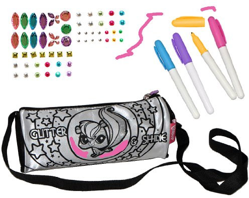 alles-meine.de GmbH Bastelset zum Bemalen für Umhängetasche/Schultertasche - Littlest Pet Shop - Schlamper Etui Kinder Federtasche Schlamperrolle Tiere Petshop