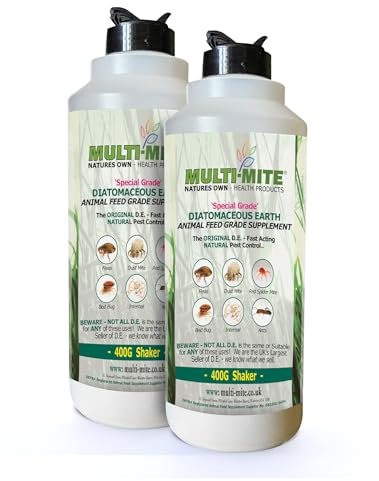 Multi-Mite® Poultry Mite DE Powder - TWIN PACK 2 x 400G Shakers - 100% Natural Insect Mite Treatment - Animal Feed Grade