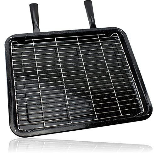 SPARES2GO Bandeja universal de mayor tamaño para horno, parrilla y doble asa